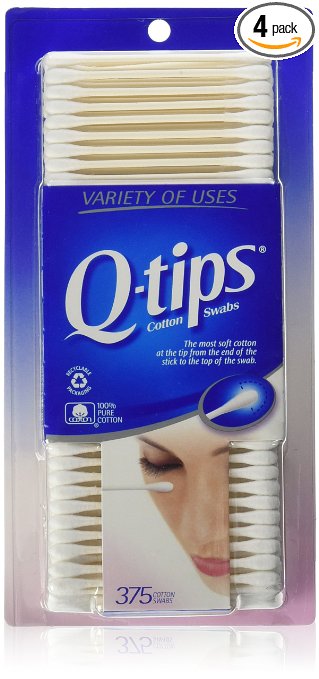 Q-Tips Cotton Swabs, 375 count (pack of 4)