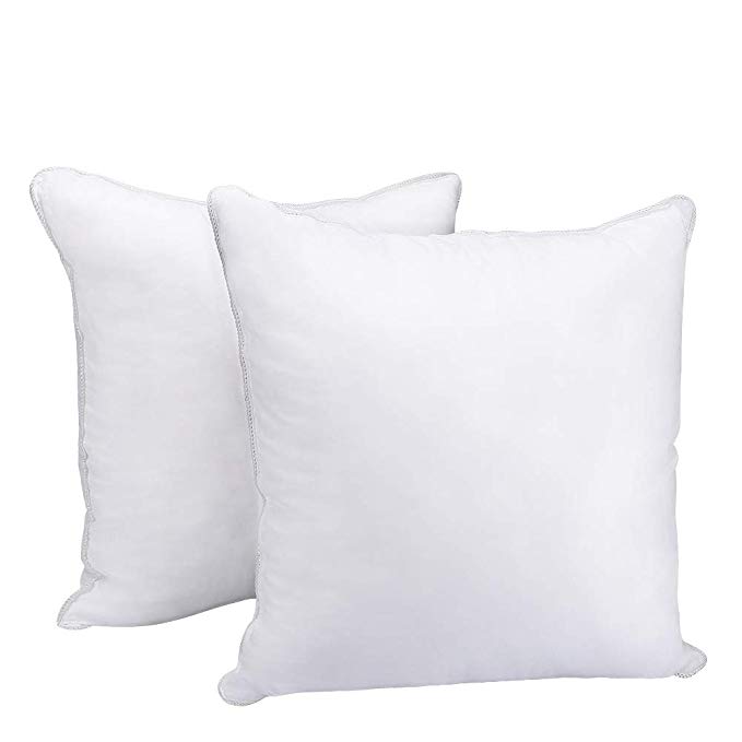 HOMEIDEAS Pillow Inserts - Stuffer Pillow Insert Sham Square Super Soft 100% Cotton Cover, Hypoallergenic Pillow Inserts Form, Cushion Inserts, 18 x 18 inch - Set of 2 (White)