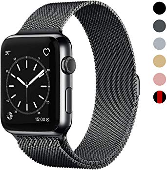 OSUVOX Compatible for IWatch Band, 38mm/40mm 42mm/44mm, Stainless Steel Loop Magnetic Band Compatible with Iwatch Series 5/4/3/2/1 (Gray, 38mm/40mm)