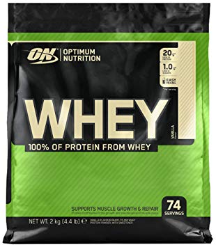 Optimum Nutrition ON Whey Whey Protein Powder Low Sugar Whey Protein Shake by ON - Vanilla, 74 Servings, 2kg