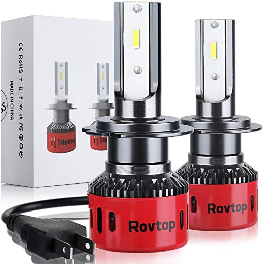 Rovtop H7 LED Headlight Bulbs TX SMD LED Chips All-in-One Conversion Kit 10000LM Head Lamps Car Replacement Lights of Halogen and Xenon Kit, 6000K White 9V-36V