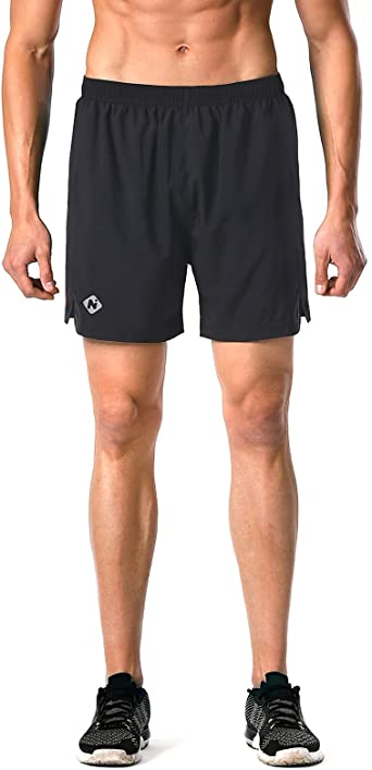 NAVISKIN Men's 5" Quick Dry Running Shorts Workout Athletic Outdoor Shorts Zip Pocket