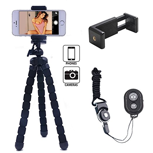 Linkcool Flexible Portable and Adjustable Tripod Stand Holder,Tripod for iPhone, Android, Any Smartphone Camera with Universal Clip and Remote