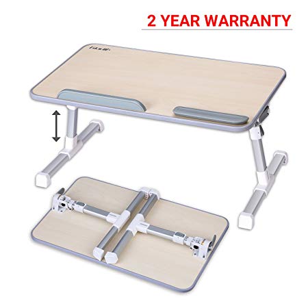 Adjustable Laptop Table, Laptop Stand For Bed and Sofa, Portable Standing Desk, Foldable Breakfast Tray, Notebook Stand Reading Studying Holder for Bed, Office Work, Couch Floor Kids, Snacking