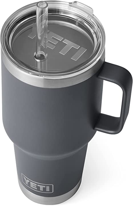 YETI Rambler 35 oz Straw Mug, Vacuum Insulated, Stainless Steel, Charcoal