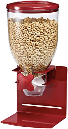 Zevro Indispensable Professional Dry Food Dispenser, Single Control, Stainless Steel, Red