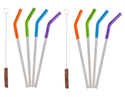 Klean Kanteen 5 Piece Stainless Steel Straw Set with Safe Silicone Flex Tip and Cleaning Brush