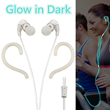 Sport Earphone Glow-In-Dark Running Earbud with Mic and Volume Control Water Proof Earphone for IPhone Android Tablet PC