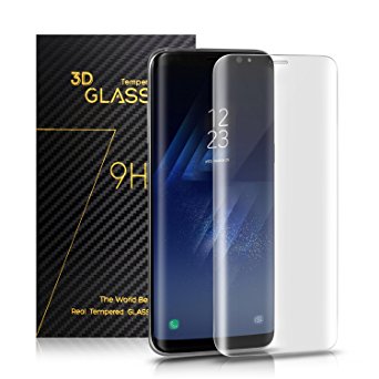 Ameauty Samsung Galaxy S8 Screen Protector, Full Coverage, 3D Curved Tempered Glass Screen Protector for Samsung Galaxy S8 -Transparent