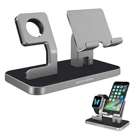 Apple Watch Stand, Cell Phone Stand, iPhone 6 7 8 X Stand, BENTOBEN NightStand Mode iWatch Stand iPhone Dock iPad Mini Charging Station for iWatch Series 3 Series 2 Series 1 38mm 42mm - Space Gray