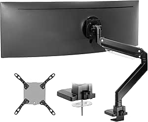 VIVO Heavy Duty Ultrawide Monitor Arm for 57 inch Screens up to 59.4 lbs, Desk Mount TV and Monitor Stand Designed for Samsung Odyssey Ark, Neo G9, and More, Black, STAND-GT55