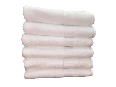 Optima Collection Platinum Level 27" X 54" White Bath Towels, Set of 6, 100% Eco-Friendly Pre-Consumer Regenerated Cotton