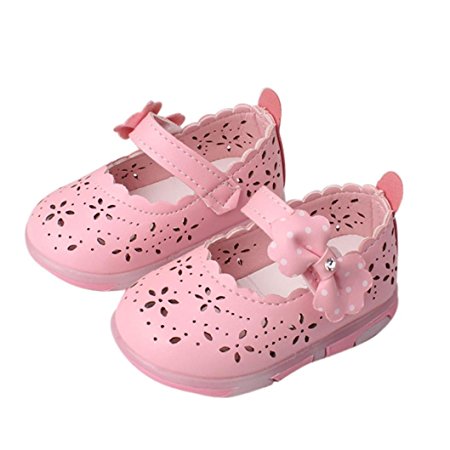 Toddler Girls Bowknot Sandals Lighted Soft-Soled Princess Shoes by FEITONG (Age:1-2 Year, pink)