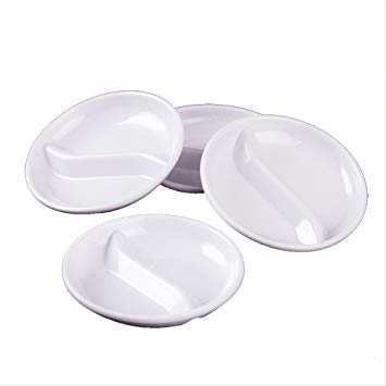 Melamine Sauce / Condiment Soy Dish Side Plate (8 Pack x 3 3/4 Inch 2 Compartment)