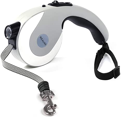 REALIKE Retractable Dog Leash, 12ft Pet Leash for Small/Medium Dogs or Cats up to 86 lbs with Led Light, Tangle Free