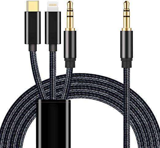 3 in 1 Car Aux Audio Cable, Aproo 3 in 1 Audio Cord for iPhone Xs/XR/8 Plus/8/7Plus/6 Plus, Pixel 3/3XL/2/2XL/3a/3a XL, Galaxy Note 10/10 ,OnePlus 6T/7/7 Pro,iPad/MacBook Pro,Moto,Xiaomi (3.94ft)