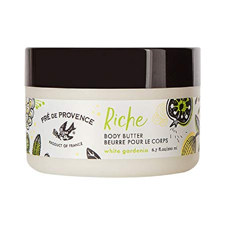 Pre de Provence Riche Collection Three Cream Hydrating and Soothing Body Butter, White Gardenia, 6.7 fl.oz/200 ml