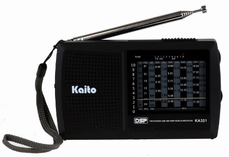 Kaito KA321 Pocket-size 10-Band AMFM Shortwave Radio with DSP Digital Signal Processing Black
