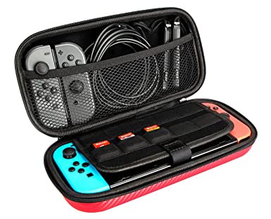 AmazonBasics Carrying Case for Nintendo Switch and Accessories - Red