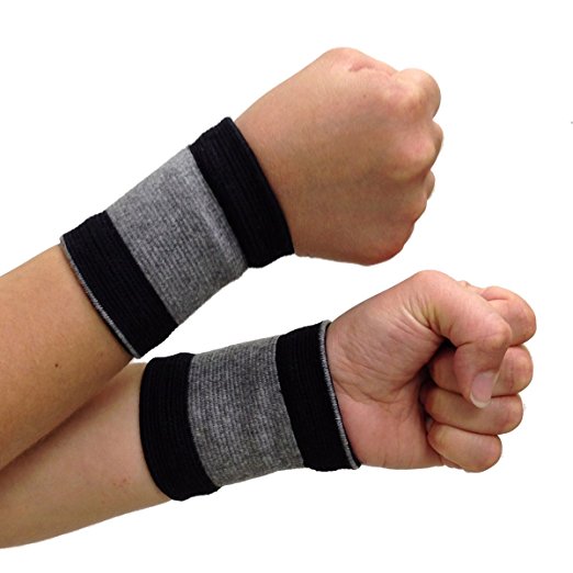 Wrist Support - Bamboo Charcoal Technology - Self-Warming Wrist Sleeves - 1 Pair (2 Bands)