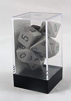 Polyhedral 7-Die Opaque Dice Set - Grey with Black