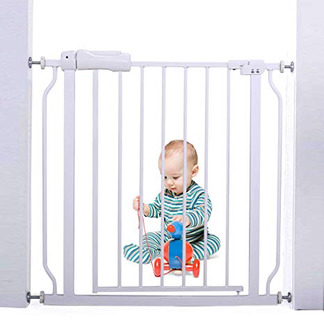 JAXPETY Baby Safety Gate Door Walk Through Toddler Child Pet Metal Easy Locking System