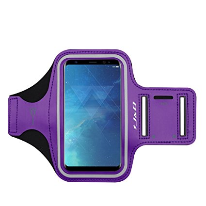 Galaxy S8 Plus Armband, J&D Sports Armband for Samsung Galaxy S8 Plus, Key holder Slot, [Easy Fitting] Earphone Connection while Workout Running - Purple