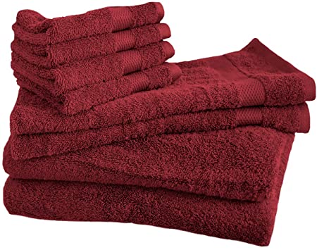 Cotton & Calm Exquisitely Plush and Soft 8 Piece Bath Towel Set, Cranberry - 2 Large Bath Towels, 2 Hand Towels, and 4 Washcloths - Spa and Hotel Quality, Super Absorbent Luxury Bathroom Towels