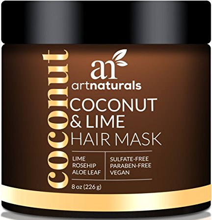 ArtNaturals Coconut and Lime Hair Mask – (8 Oz / 226g) – Replenishing Hydration – Deep Conditioner For All Hair Types – Sulfate-Free – Coconut, Lime, Aloe Vera and Rosehip