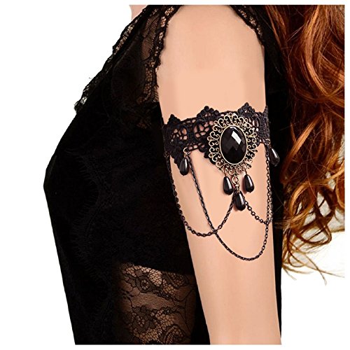 Aniwon Punk Wedding Party Black Lace Choker Beads Chain Pendant Necklace Earring Bracelet for Women