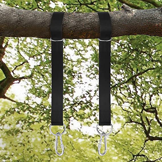 XBDUS Tree Swing Straps, 5ft Extra Long Hammock Straps Length Adjustable, 2200lbs Load Porch Swing Hanging Kits with Heavy Duty Carabiners for All Type of Swings, Drawstring Pouch
