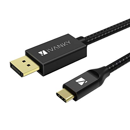 USB C to DisplayPort Cable [4K@60Hz] 6.6 ft, iVanky [Aluminum Shell, High Speed] Thunderbolt 3 to DisplayPort Cable Compatible for MacBook Pro 2018/2017, Galaxy S10/S9, XPS 15/13, Surface Book 2 Black
