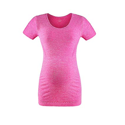 LWJ 1982 Maternity Activewear Workout Tank Tops Pregnancy Women Yoga Clothes Seamless Short Sleeve Shirt Summer