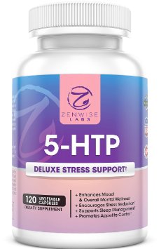 5-HTP - With 100mg of 5HTP  Vitamin B6 - Stress Relief and Mood Control Supplement - All-Natural Appetite Suppressant and Sleep Aid - 120 Vegetarian Capsules for Ultimate Stress Release - Zenwise Labs