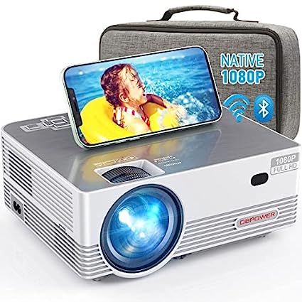 Native 1080P WiFi Projector, DBPOWER 8000L Full HD Outdoor Movie Projector Support iOS/Android Sync Screen&Zoom, Home Theater Video Projector Compatible w/Laptop/PC/DVD/TV/PS4 w/Carrying Case Included