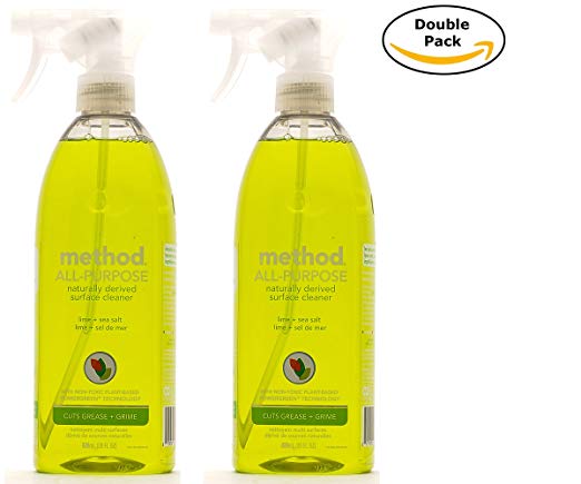 Method Naturally Derived All Purpose Cleaner Spray, Lime   Sea Salt, 28 FL Oz Twin Pack (28 x 2, Total 56 Oz)