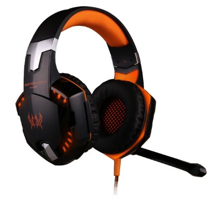 Each G2000 3.5mm Game Gaming Headphone Headset Earphone Headband with Mic Stereo Bass LED Light for PS4 PC Computer Laptop Mobile Phones(Black and Orange)