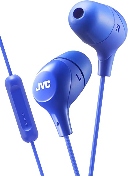 JVC Memory Foam Earbud Marshmallow Memory Foam Earbud with Mic Blue (HAFX38MA)