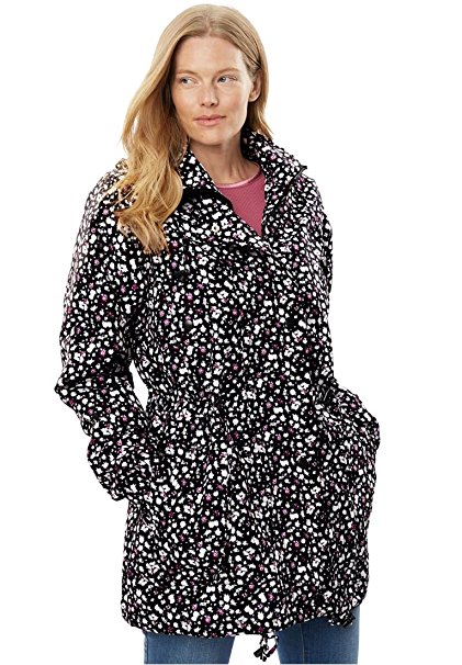 Woman Within Women's Plus Size Weather-Resistant Taslon Anorak