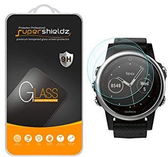 [2-Pack] Supershieldz for Garmin fenix 5S Tempered Glass Screen Protector, Anti-Scratch, Bubble Free, Lifetime Replacement Warranty