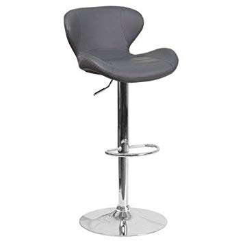 Flash Furniture Contemporary Adjustable Height Barstool with Chrome Base (Gray)