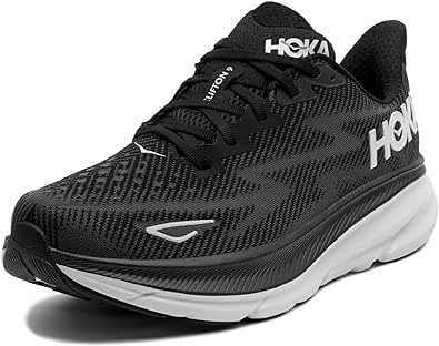 Hoka Men's Clifton 9 Sneaker, Black/White, 11.5