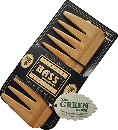 Large (6 X 2.5 Inch) Wide Tooth Wood Comb (1/4" Space) By Bass Brushes