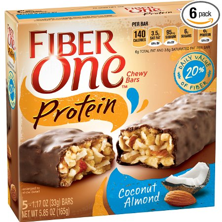 Fiber One Protein Coconut Almond Chewy Bars-1.17 oz , 5 Count, 6 Pack