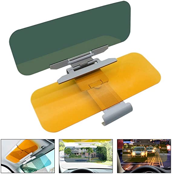 FILBA Car Sun Visor, 2 in 2 Universal Day and Night Anti-Glare Car Sun Visor, Adjustable HD Anti-Glare Dazzling Goggle Day Night Mirror Vision for Day/Night for Driving