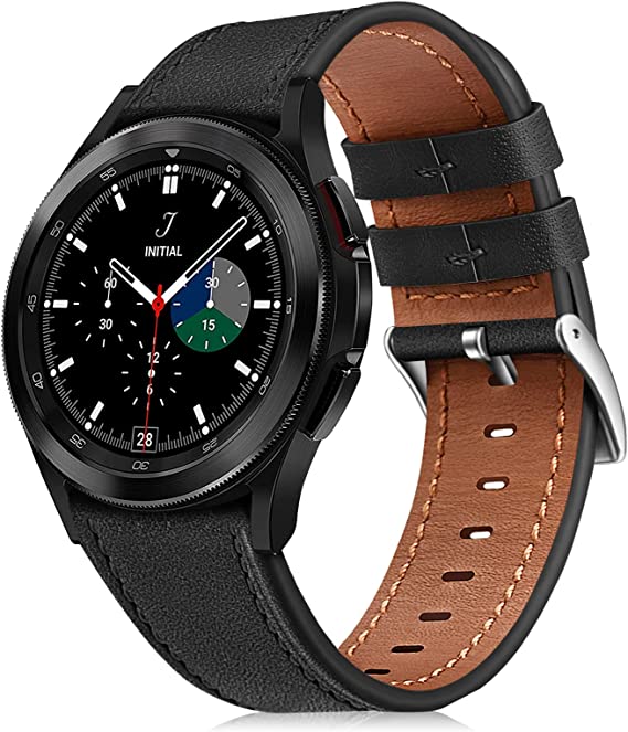 Fintie Band Compatible with Galaxy Watch 5 40mm/44mm/Pro 45mm / Galaxy Watch 4 40mm/44mm and Classic 42mm/46mm / Galaxy Watch 3 41mm / Galaxy Watch 42mm, 20mm Genuine Leather Band Replacement Strap Wristband