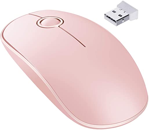 VicTsing 2.4G Slim Wireless Mouse with Nano Receiver, Noiseless and Silent Mouse 24-Month Battery Life with 1600 DPI Wireless Mouse for Laptop, PC,Computer, and MacBook (Pink)