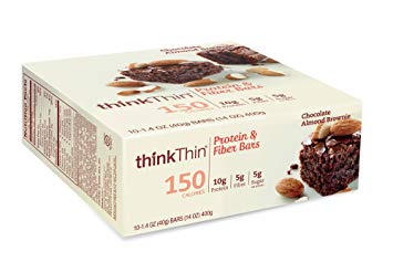 thinkThin Protein and Fiber Bars, Chocolate Almond Brownie, 10 Count
