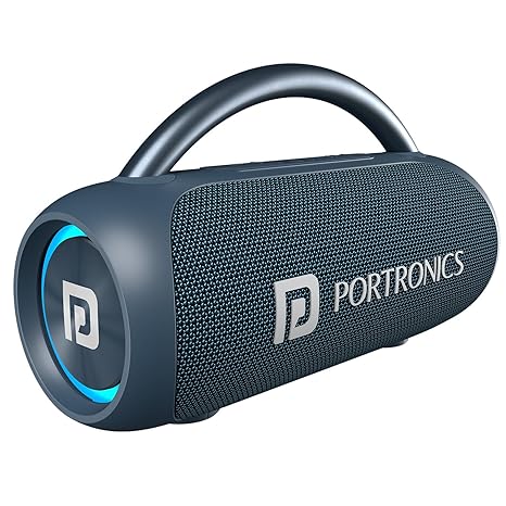 Portronics Radiant 30W Wireless Bluetooth Portable Speaker with in-Built Mic,6 Hours Playtime,HD Clarity Sound,Dual Driver,RGB LEDs,TWS Connectivity,BT5.3v,USB Drive,Aux in,Type C Fast Charging(Blue)