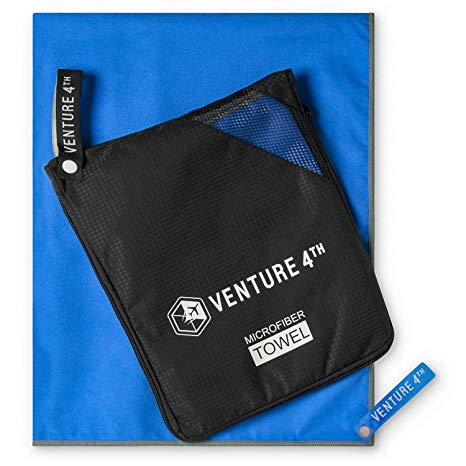 VENTURE 4TH Microfiber Travel Towel - Sports Towel: Quick Dry Towels for Gym, Beach, Camping, Backpacking, Swimming - Fast Drying and Lightweight